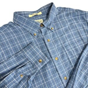 L.L.Bean Blue Plaid Button Down Shirt Men XL Tall Wrinkle Free Traditional Fit